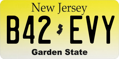 NJ license plate B42EVY