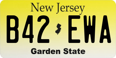 NJ license plate B42EWA