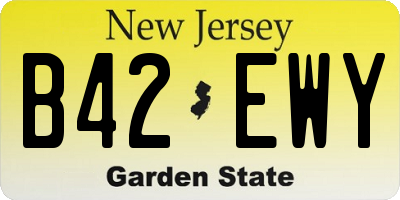 NJ license plate B42EWY