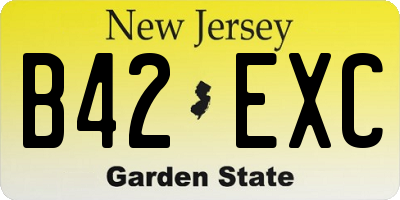 NJ license plate B42EXC