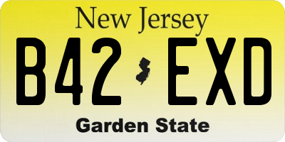 NJ license plate B42EXD