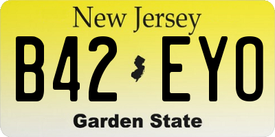 NJ license plate B42EYO