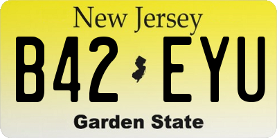 NJ license plate B42EYU