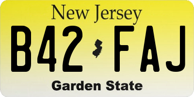 NJ license plate B42FAJ