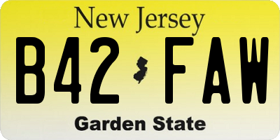 NJ license plate B42FAW