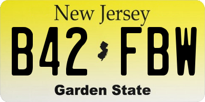 NJ license plate B42FBW