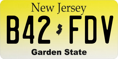 NJ license plate B42FDV