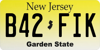 NJ license plate B42FIK