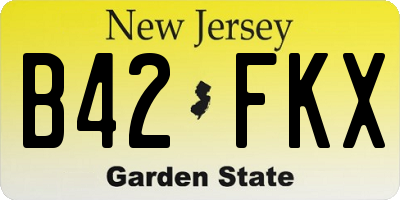 NJ license plate B42FKX