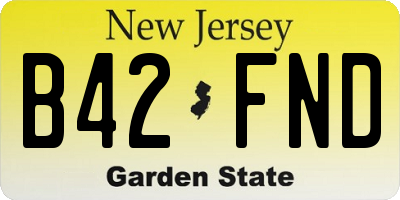 NJ license plate B42FND
