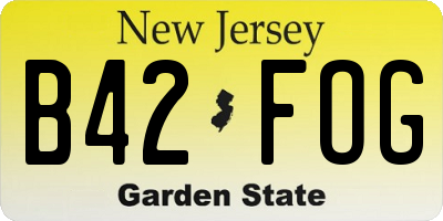 NJ license plate B42FOG