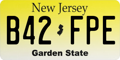 NJ license plate B42FPE