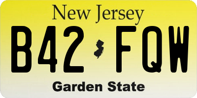 NJ license plate B42FQW