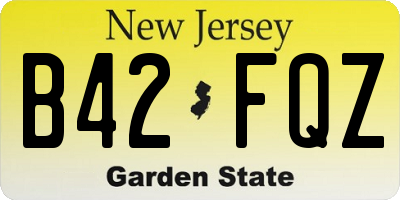 NJ license plate B42FQZ