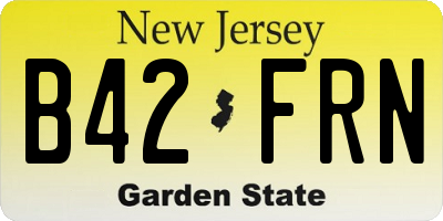 NJ license plate B42FRN