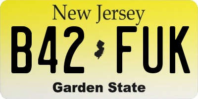 NJ license plate B42FUK