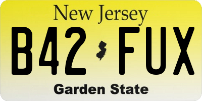 NJ license plate B42FUX