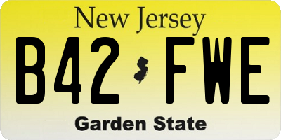 NJ license plate B42FWE