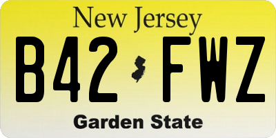NJ license plate B42FWZ