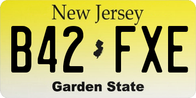 NJ license plate B42FXE
