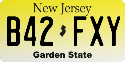NJ license plate B42FXY