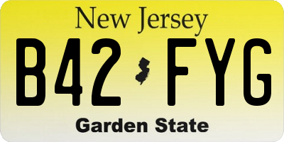 NJ license plate B42FYG