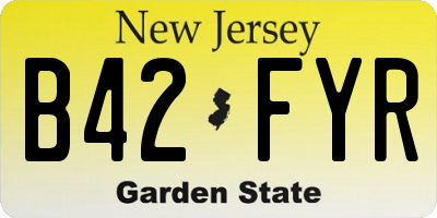 NJ license plate B42FYR