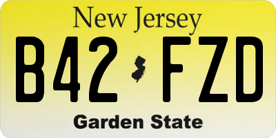 NJ license plate B42FZD