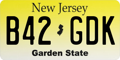 NJ license plate B42GDK