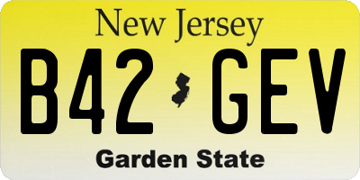 NJ license plate B42GEV