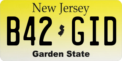 NJ license plate B42GID