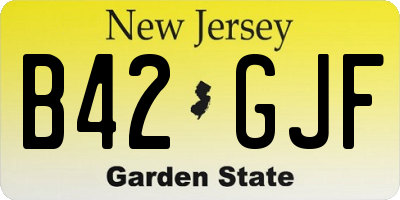 NJ license plate B42GJF