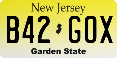 NJ license plate B42GOX