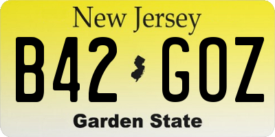 NJ license plate B42GOZ