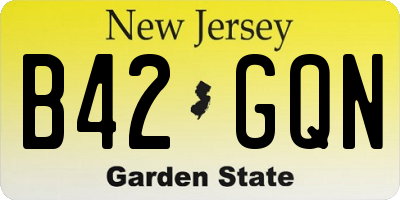 NJ license plate B42GQN