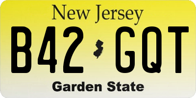 NJ license plate B42GQT