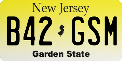 NJ license plate B42GSM