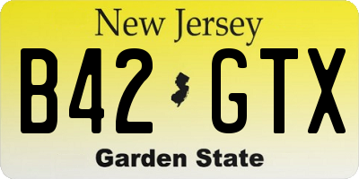 NJ license plate B42GTX