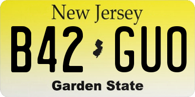NJ license plate B42GUO