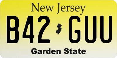 NJ license plate B42GUU