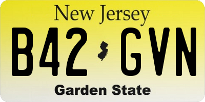 NJ license plate B42GVN