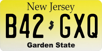 NJ license plate B42GXQ