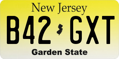 NJ license plate B42GXT