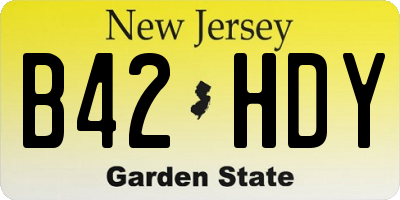 NJ license plate B42HDY