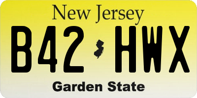 NJ license plate B42HWX