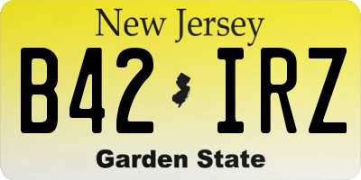 NJ license plate B42IRZ