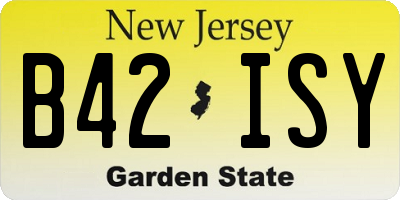 NJ license plate B42ISY