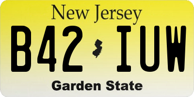 NJ license plate B42IUW