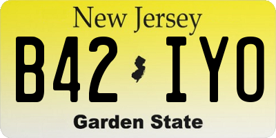 NJ license plate B42IYO