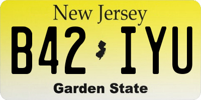 NJ license plate B42IYU